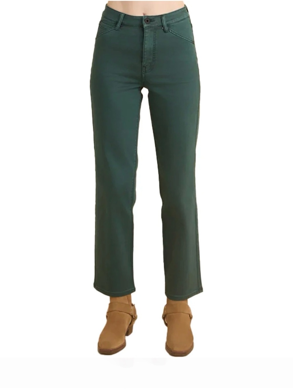 Roark Hwy 395 High-Waist Straight Leg Jeans in Forest Green
